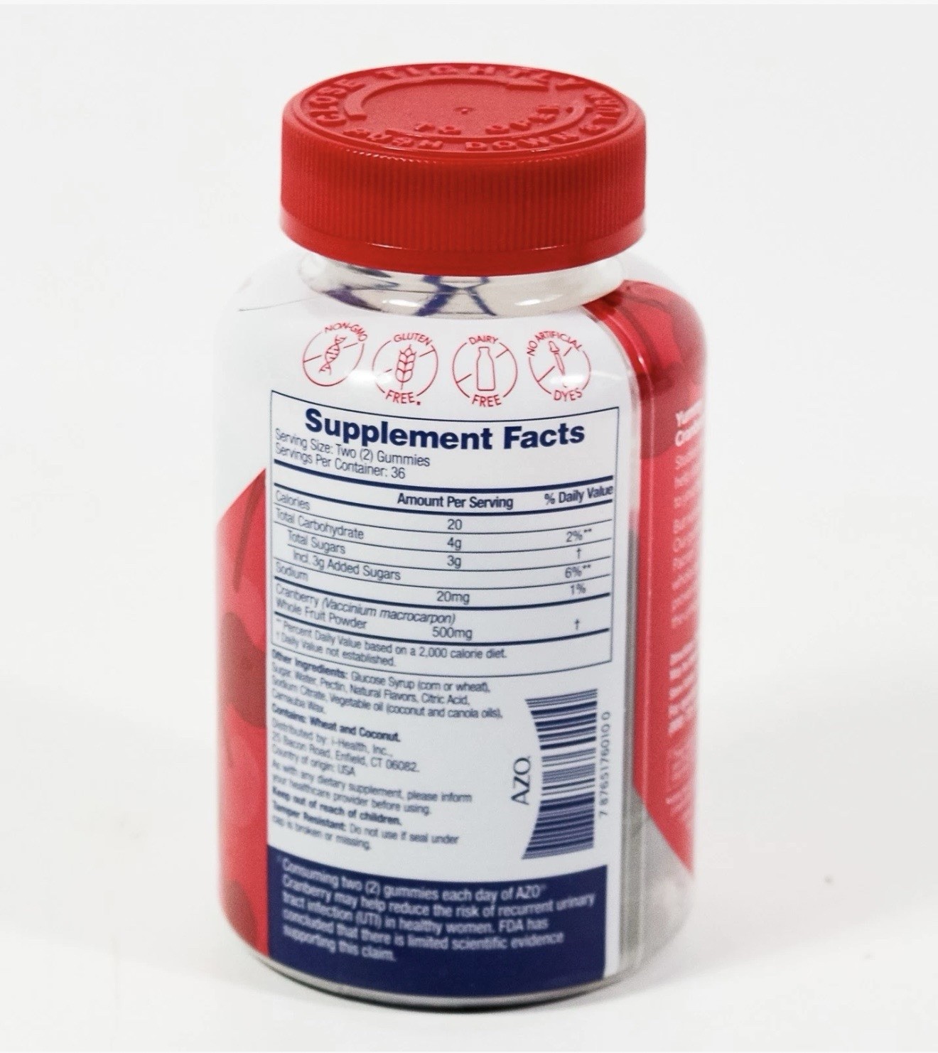 AZO Urinary Tract Health 500mg CRANBERRY GUMMIES 72 Berrylicious 7/26 FREE SHIP