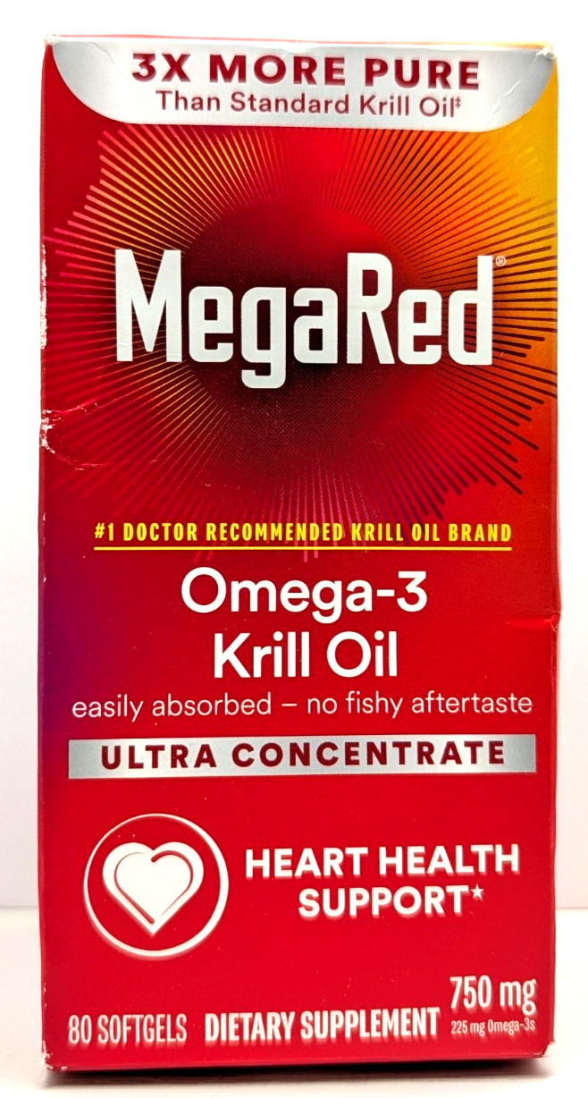 MegaRed Ultra Concentrate Omega-3 Krill Oil 750mg 80 Softgels Exp 01/28 READ