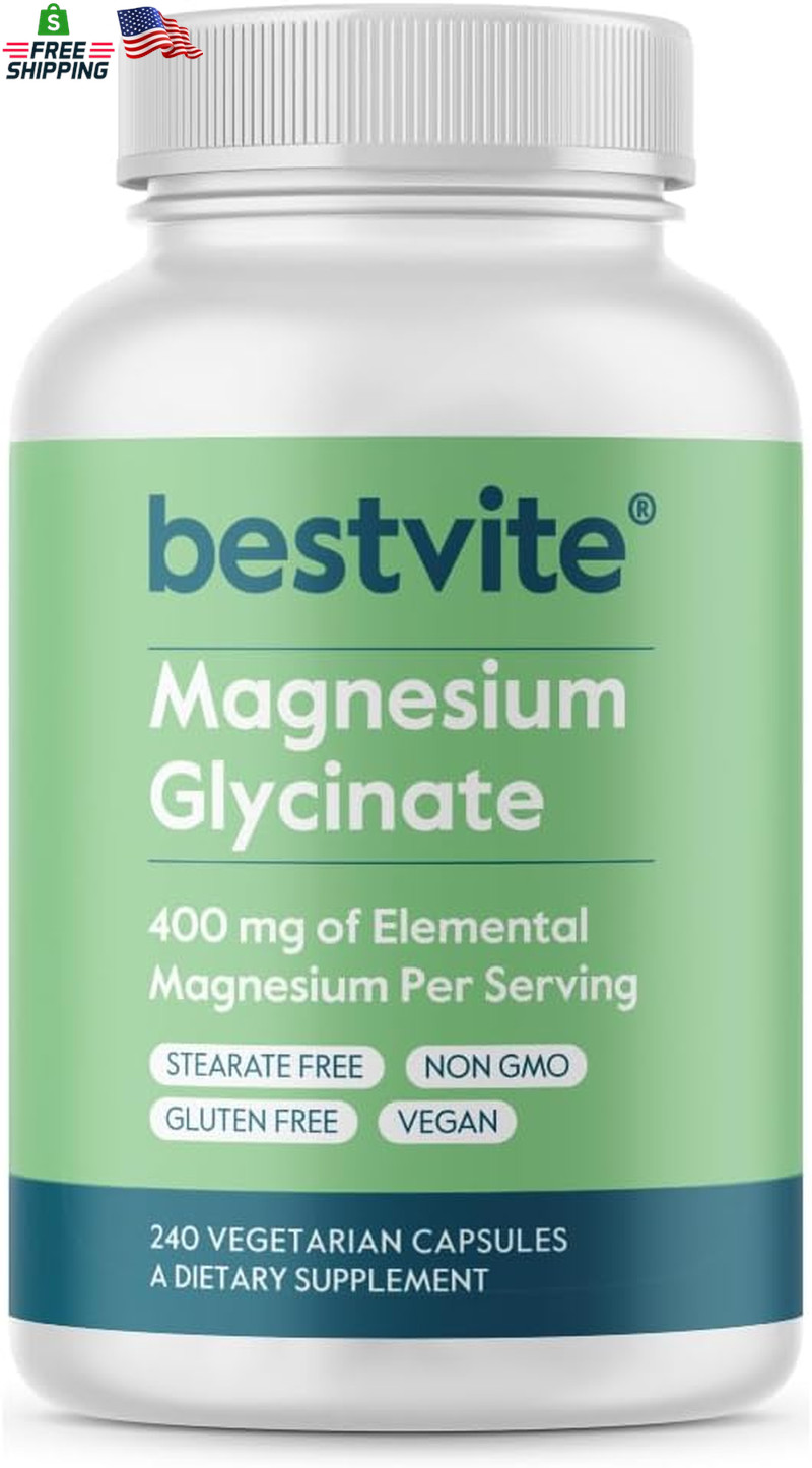 BESTVITE Filler-Free Magnesium Glycinate – 400Mg of Magnesium per Serving (240 V
