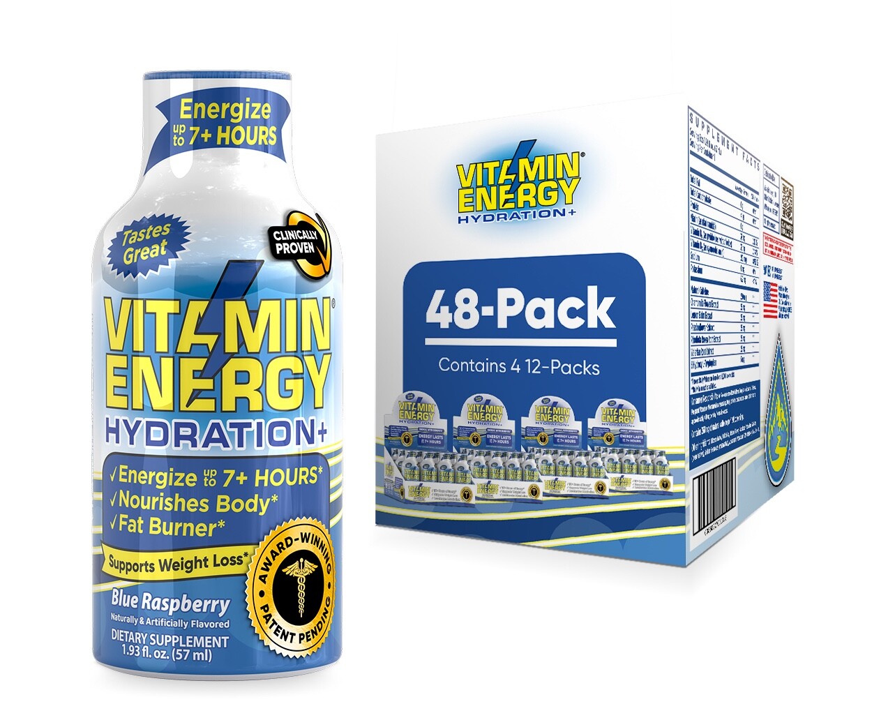 (48 Pack) Vitamin Energy® Hydration+ Energy Shots, Clinically Proven