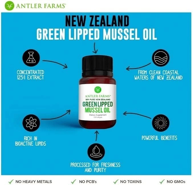 Eco-Friendly Green Lipped Mussel Oil Softgels – 12,500mg, 120 Count for Wellness