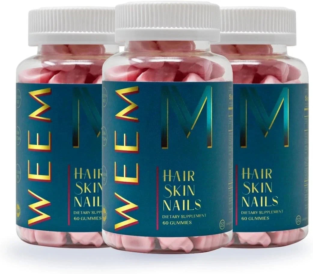 WEEM Hair Skin and Nails Gummies, Vegan biotin Vitamins – Healthy Hair (Pack 3)