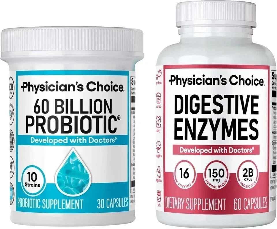 Physician’s CHOICE Probiotics 60 Billion | with Digestive Enzymes for Gut Health