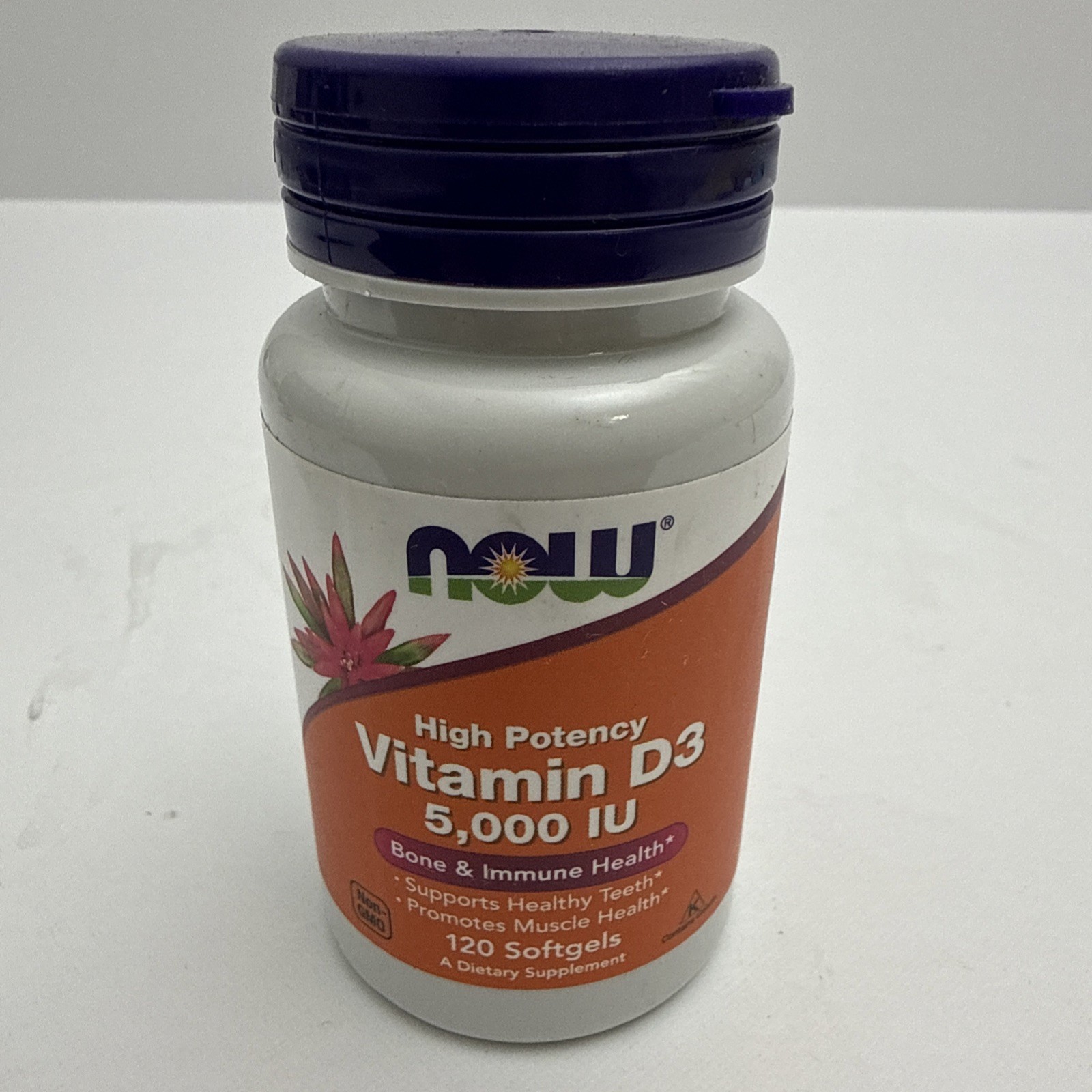NOW Foods High Potency Vitamin D-3 – 5000 IU – 120 Softgels – BB 02/30