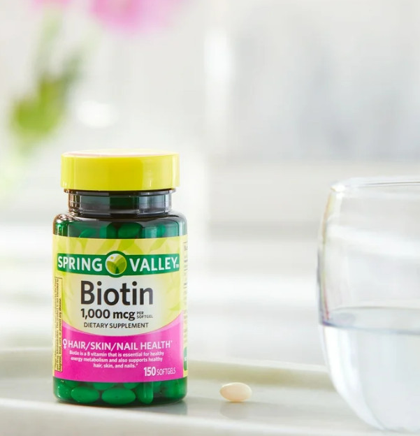 Spring Valley Biotin 1000mcg 150 Softgels Skin Hair Nail Health Supplement USA