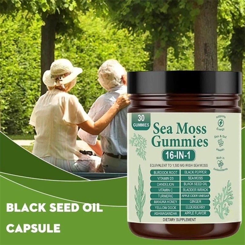 16 in 1 Organic Sea Moss Gummy | Irishmoss Extract 6000Mg | Green Apple Flavor