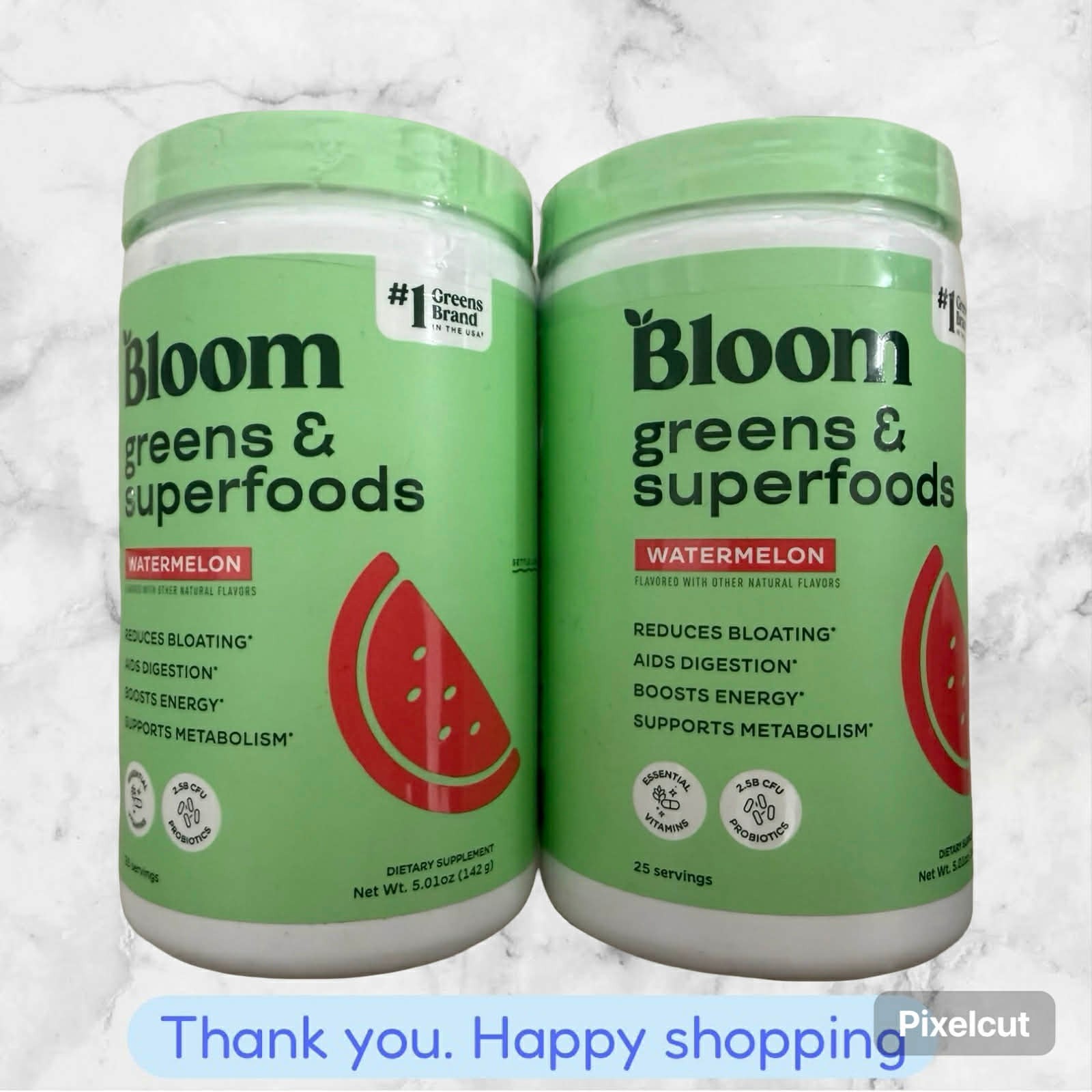 FOR 2 Bloom Nutrition Greens & Superfoods Powder Watermelon 25 Servings NEW SHIP