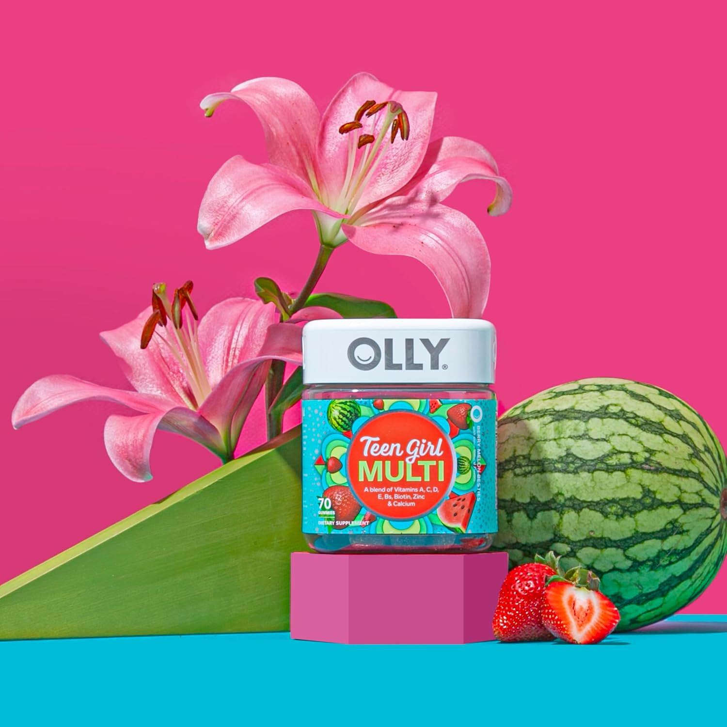 Olly Teen Girl Multi Gummy, Healthy Skin and Immune Support, 15 Essential Vitami