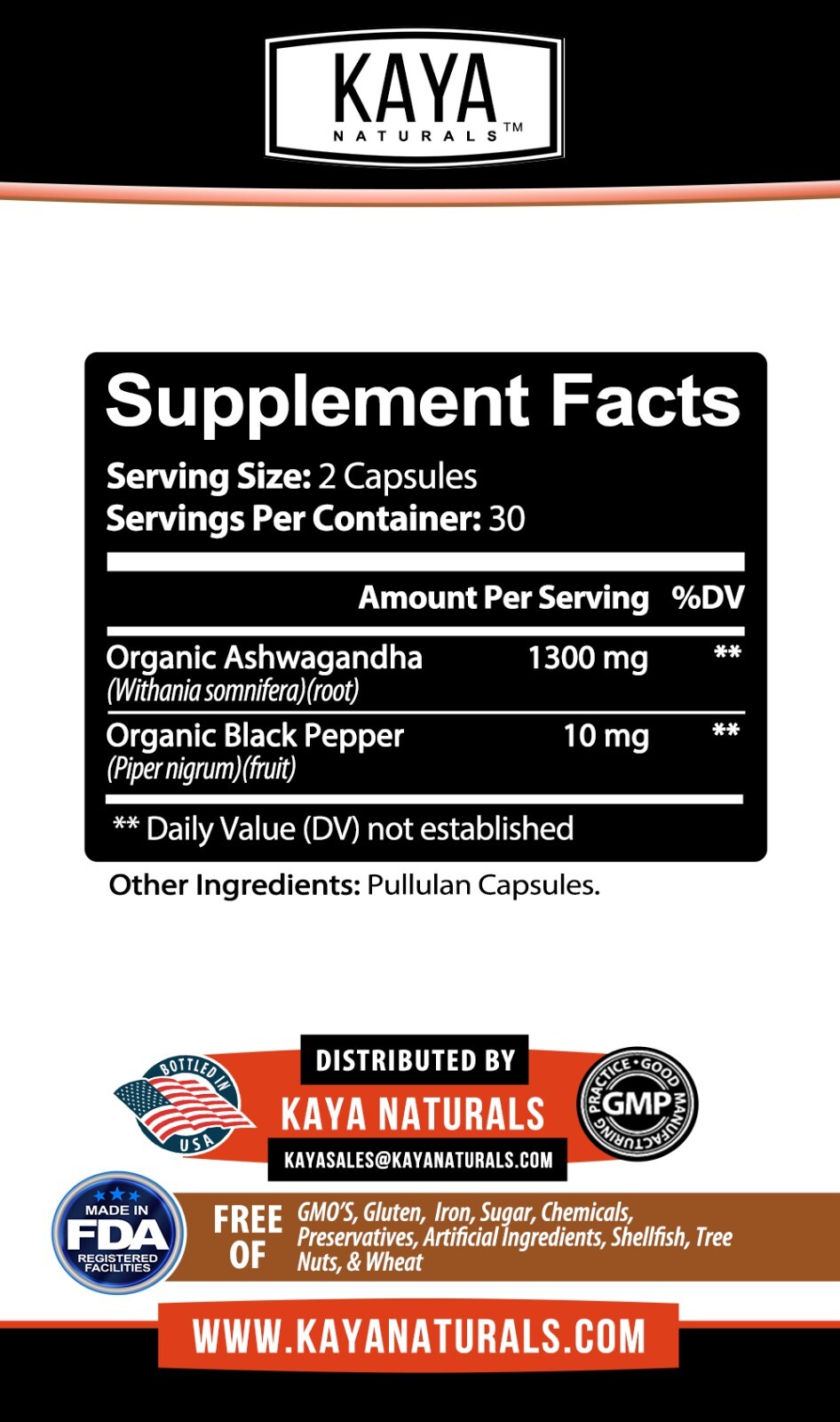 (2 Pack) Organic Ashwagandha 1300mg Anxiety Supplement w/ Black Pepper Root Pow