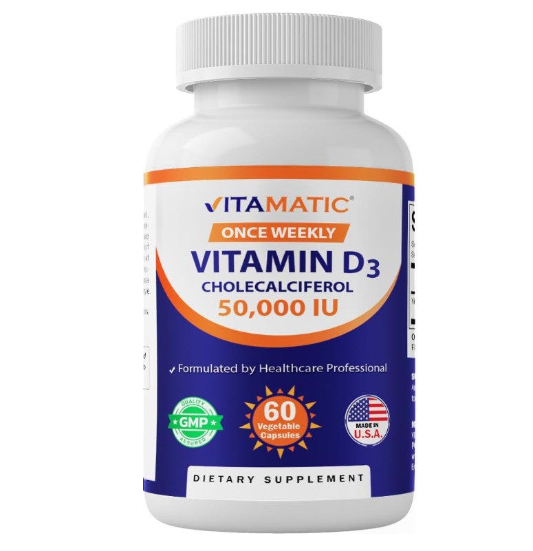 Vitamatic Vitamin D3 Once Weekly Dose 50 000 IU (Cholecalciferol) – 60 Veggie…