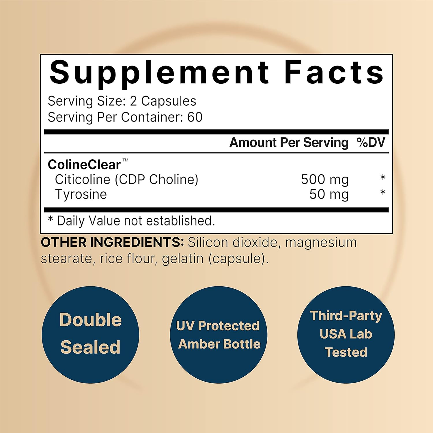 NatureBell Citicoline 500mg Supplement, CDP Choline + Tyrosine, 120 Capsules