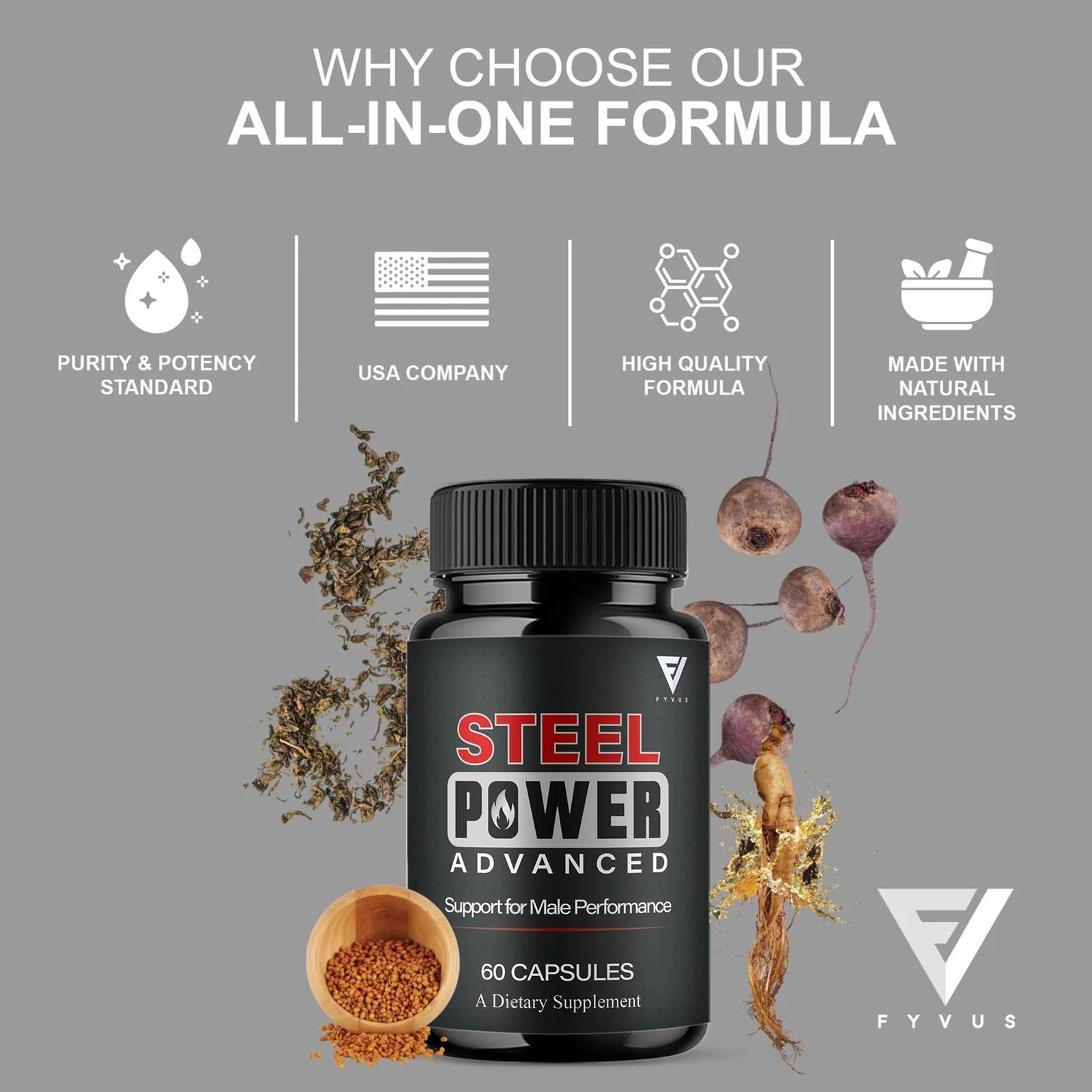 Steel Power Advanced Performance Supplement Support for Male Performance