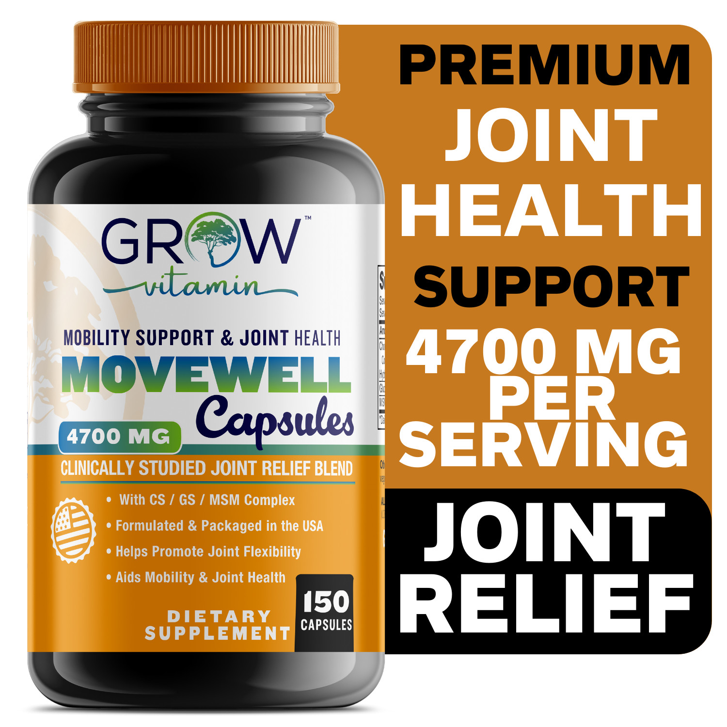 Joint Support Plus Supplement | 4700 mg with MSM, Glucosamine Chondroitin