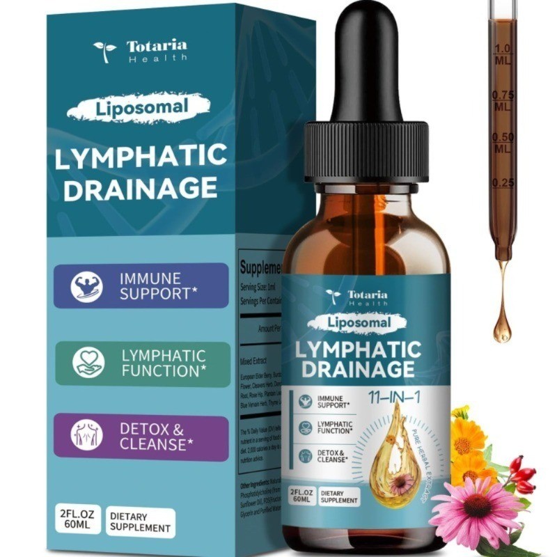 Liposomal Lymphatic Drainage Drops 11 in 1 Organic Lymph Support – 1/2/3 Bottles