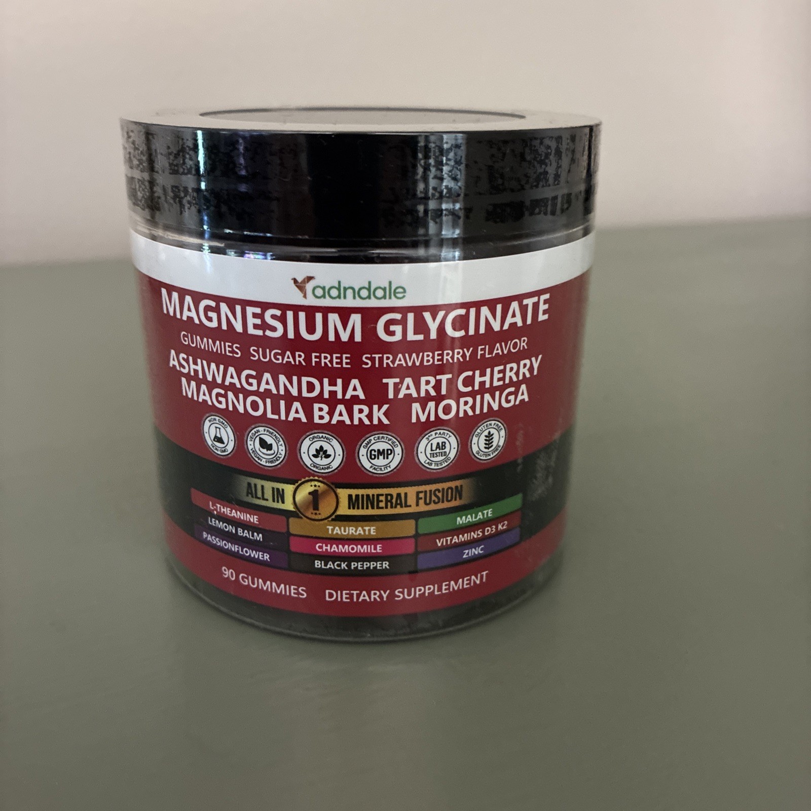 Adndale 15-in-1 Magnesium Glycinate Gummies 90ct 400 mg/serv 01-28 Ashwagandha