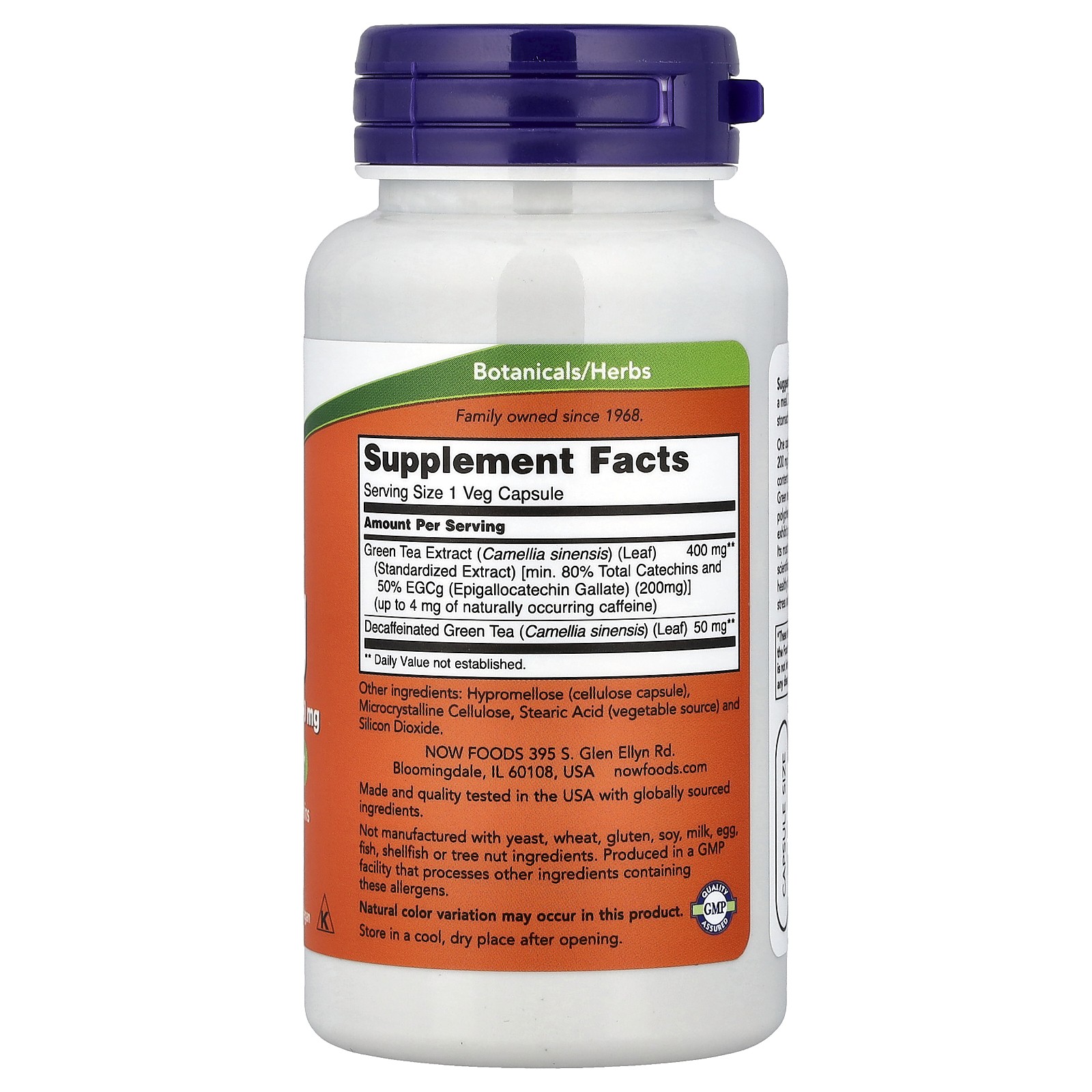 Now Foods EGCg Green Tea Extract 400 mg 90 Veg Capsules GMP Quality Assured,