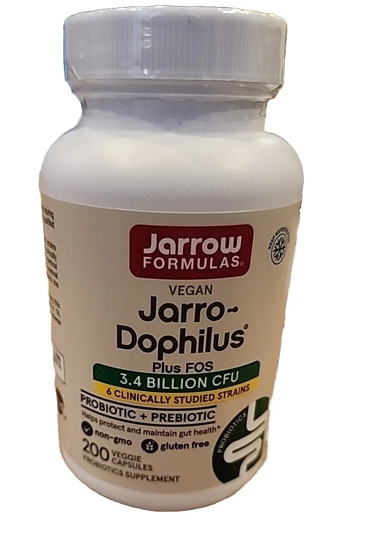 Jarrow Formulas Jarro Dophilus Plus FOS 3.4 Billion 200 Veggie Caps Exp 11/24
