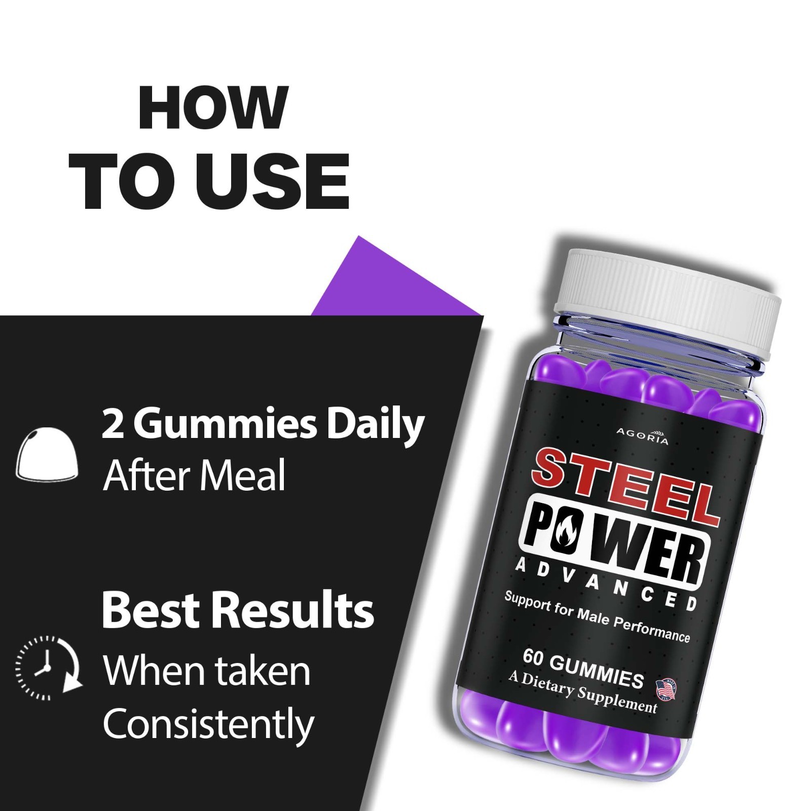 (3 Pack) Steel Power Gummies for Men Performance , SteelPower Supplement Gummies