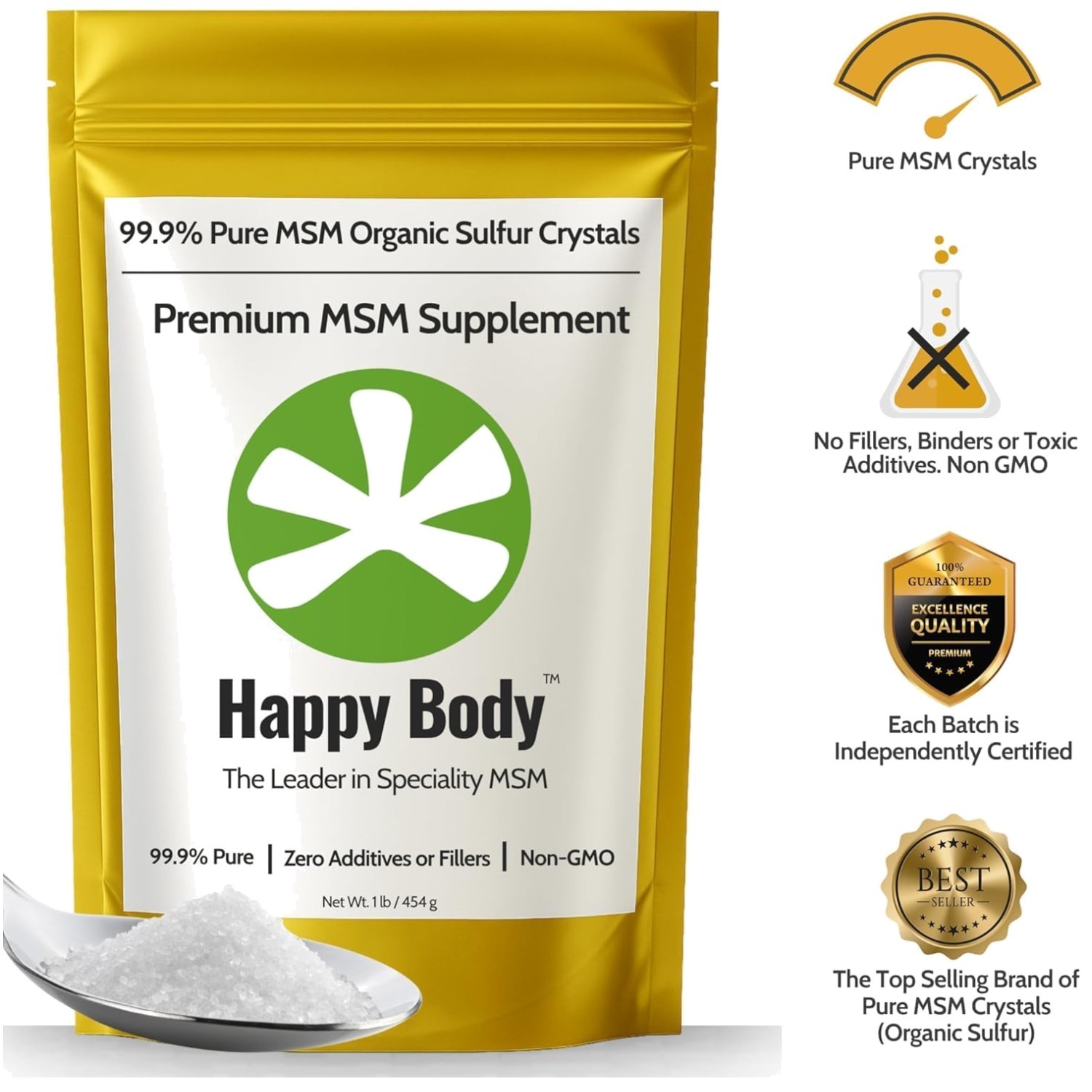 Organic Sulfur Crystals | 99.9% Pure MSM | 90 Servings