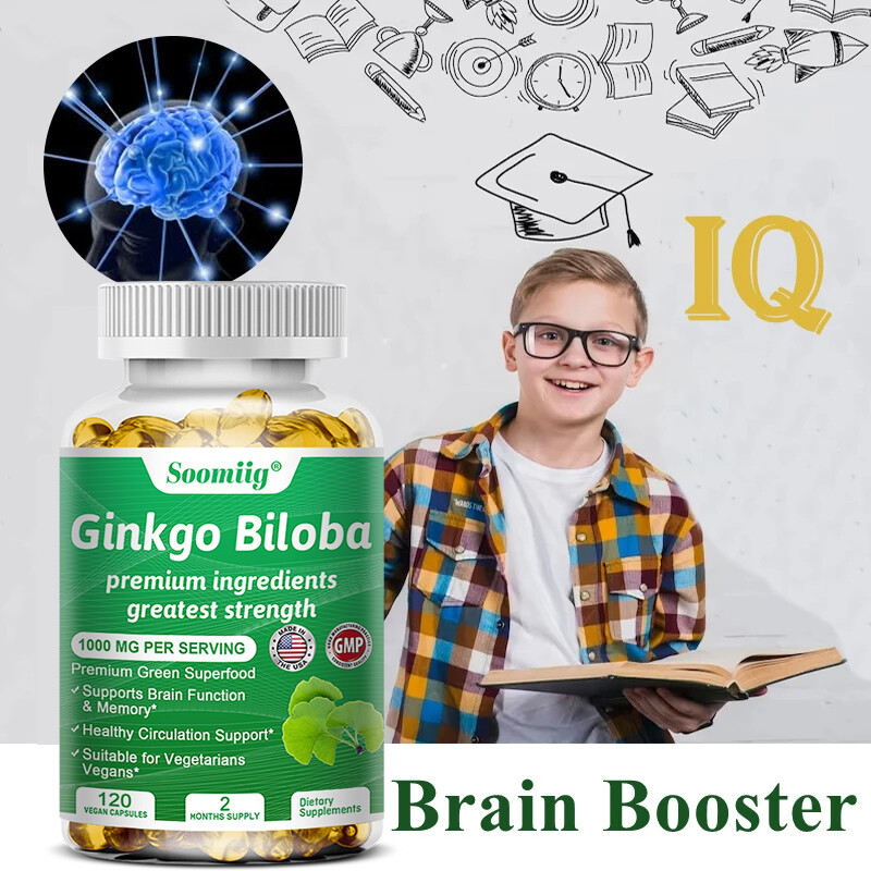 Ginkgo Biloba Extract 1000 mg, 120 Caps – Gluten Free & Non-GMO