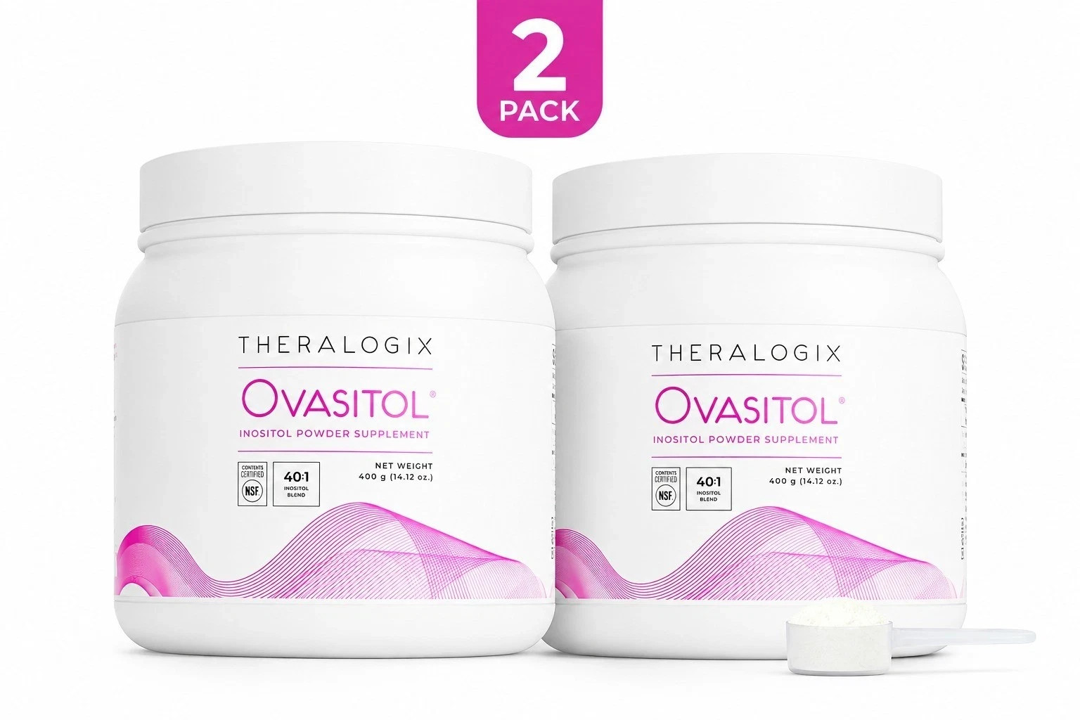 Ovasitol Inositol Powder 90-Day Supply Myo & D-Chiro Inositol 14.12 Oz 2 Pack