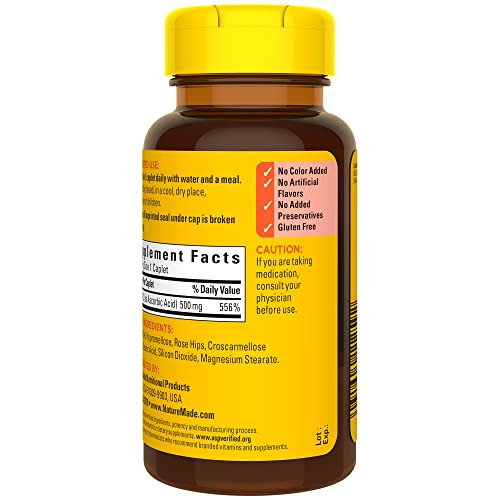 Nature Made Vitamin C 500mg with Rose Hips 130 Caplets Immune Support