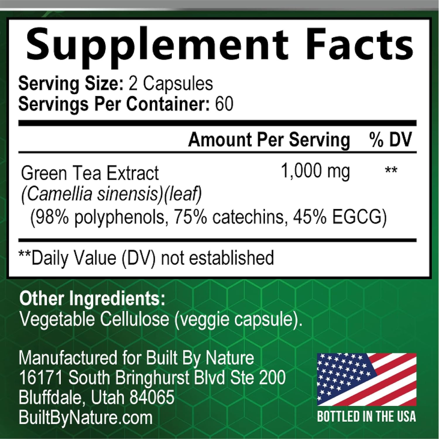 Green Tea Extract Pills – Powerful Antioxidant Supplement – 98% Standardized EGC