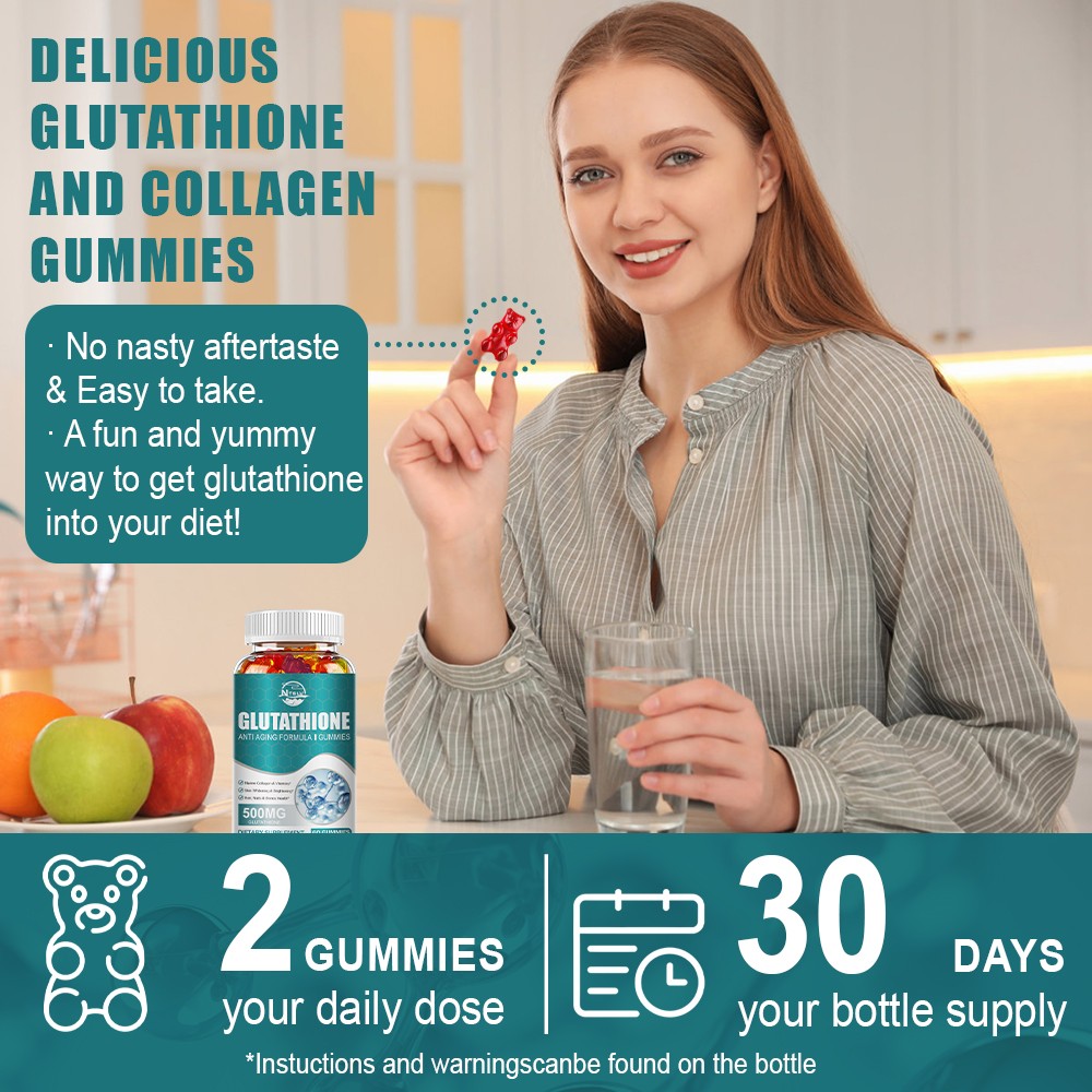 Glutathione 500mg 60 Gummies Skin Radiance Antioxidant Supplement