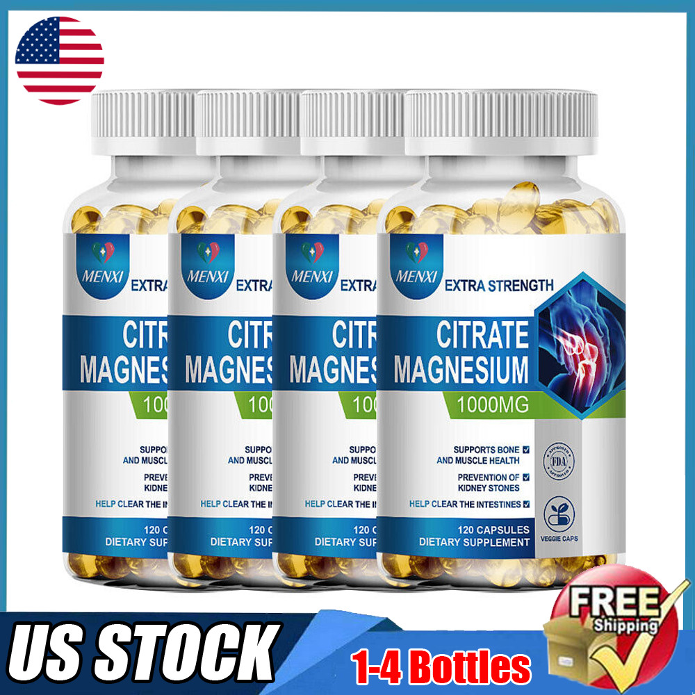MENXI Magnesium Citrate 120 Capsules, 1000mg, 60 Servings – Gluten Free