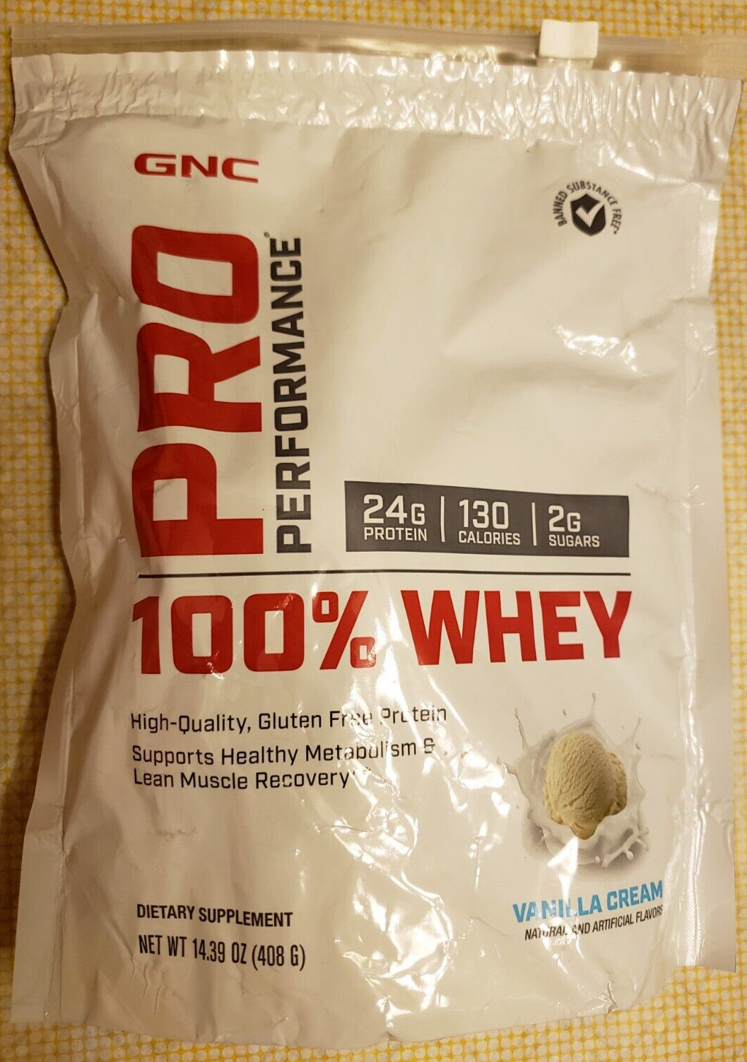 GNC – PRO Performance 100% Whey – 14.39 oz – Vanilla Cream – Exp 5/2025