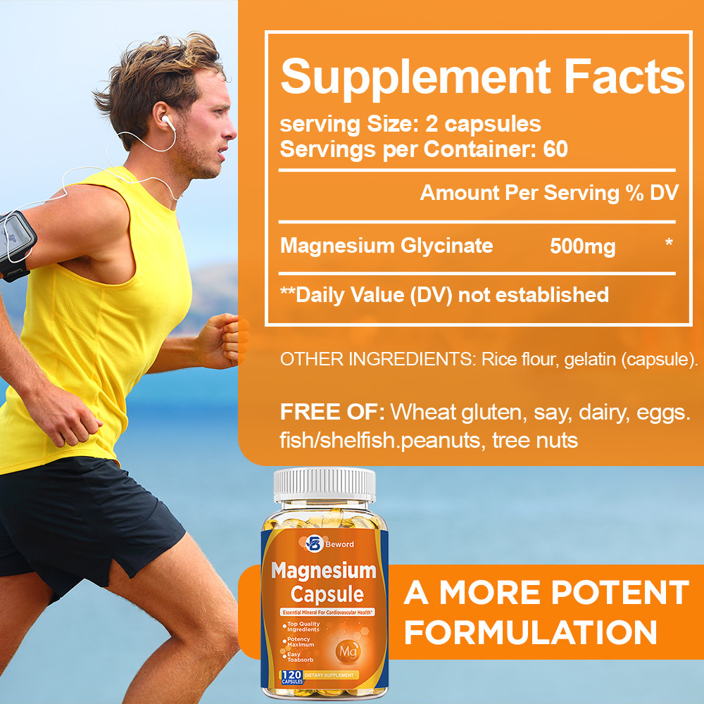 Magnesium Glycinate 500mg 240 Pills Sleep Support, Stress Relief & Bone Care