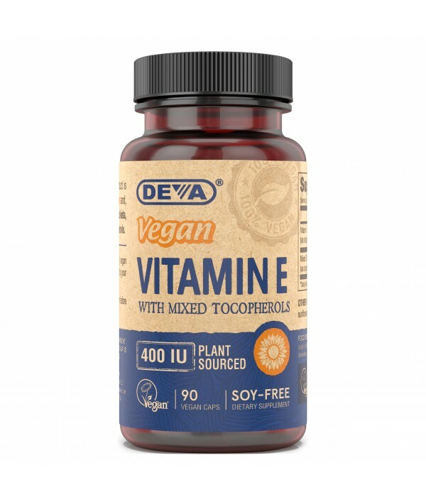 Deva Vegan Vegetarian Vitamin E 400 IU with Mixed Tocopherols, 90 vcaps SOY-FREE
