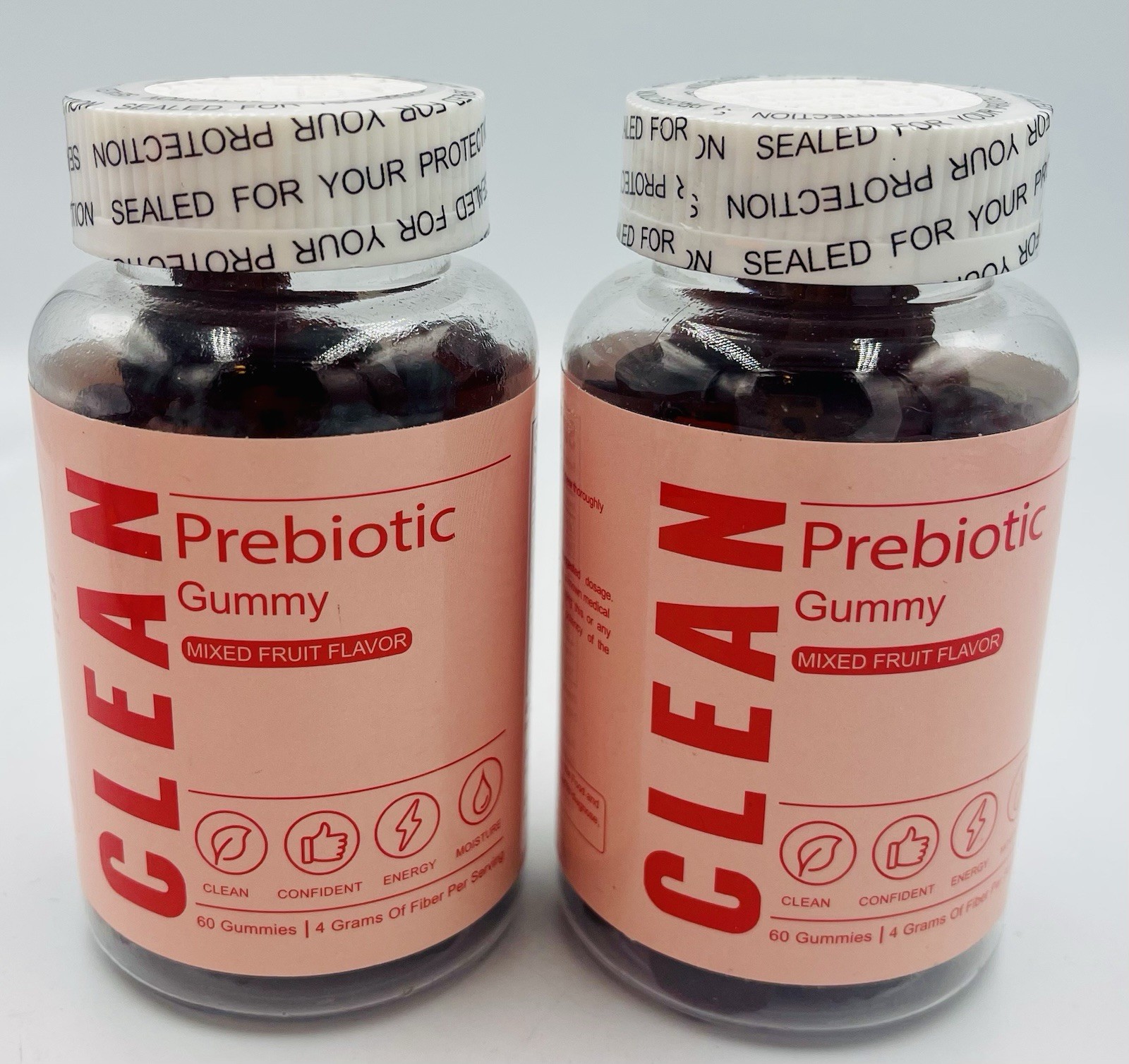 Lot of 2 Clean Prebiotic 4 g Fiber Gummies Mixed Fruit Flavor 60ct ea EXP 1/2028