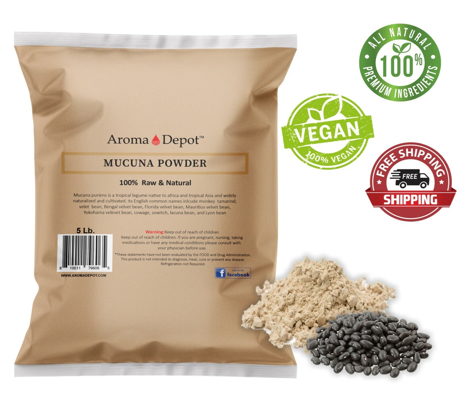 Mucuna Powder Wholesale Bulk 100% Pure Natural Pruriens Bean Haba del Terciopelo