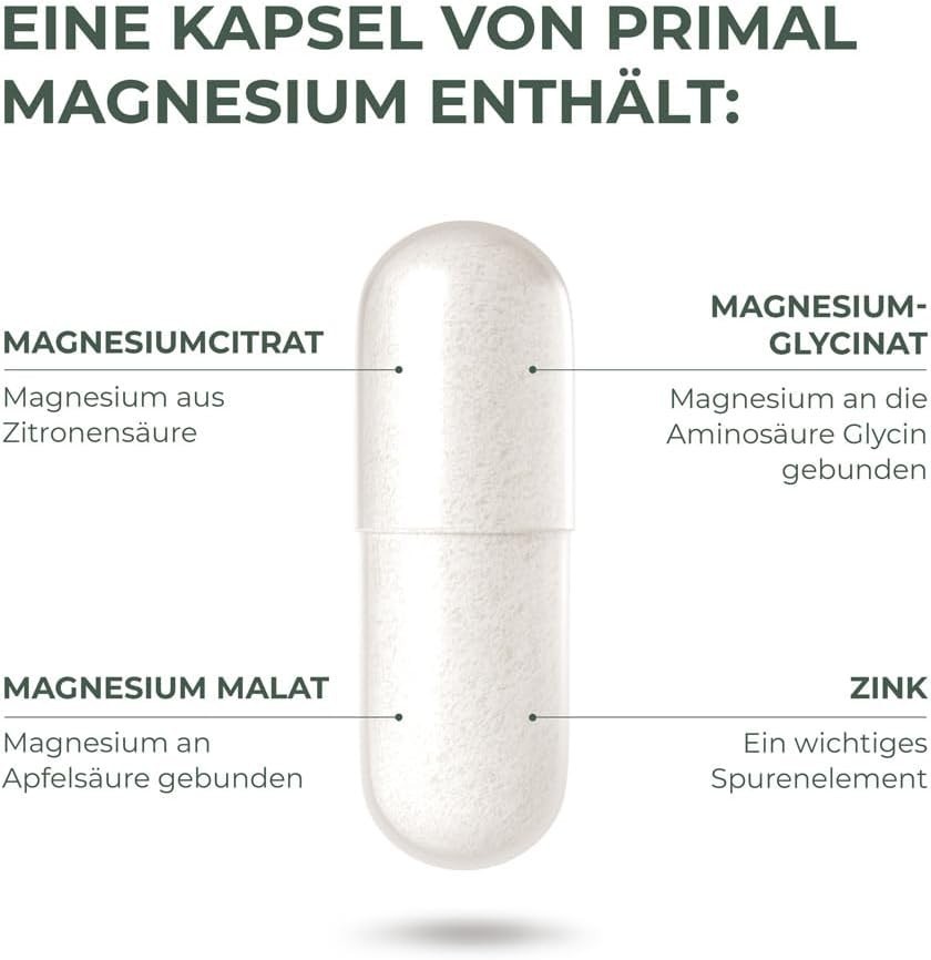 Magnesium Supplement Complex 310mg by Primal Harvest with Magnesium Glycinate, C