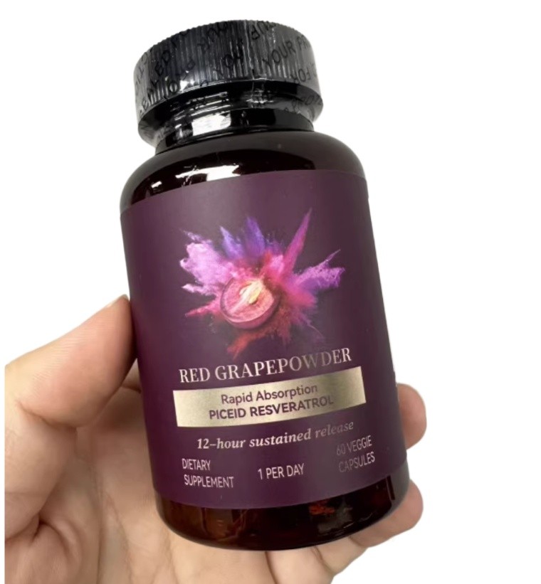 Red Grape Absorbtion Rapid Powder Piceid Resveratrol Veggie 60 Capsules