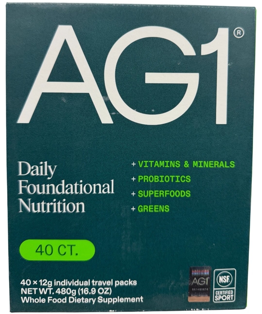 AG1 40ct Daily Foundational Nutrition Travel Packs, Exp:01/27