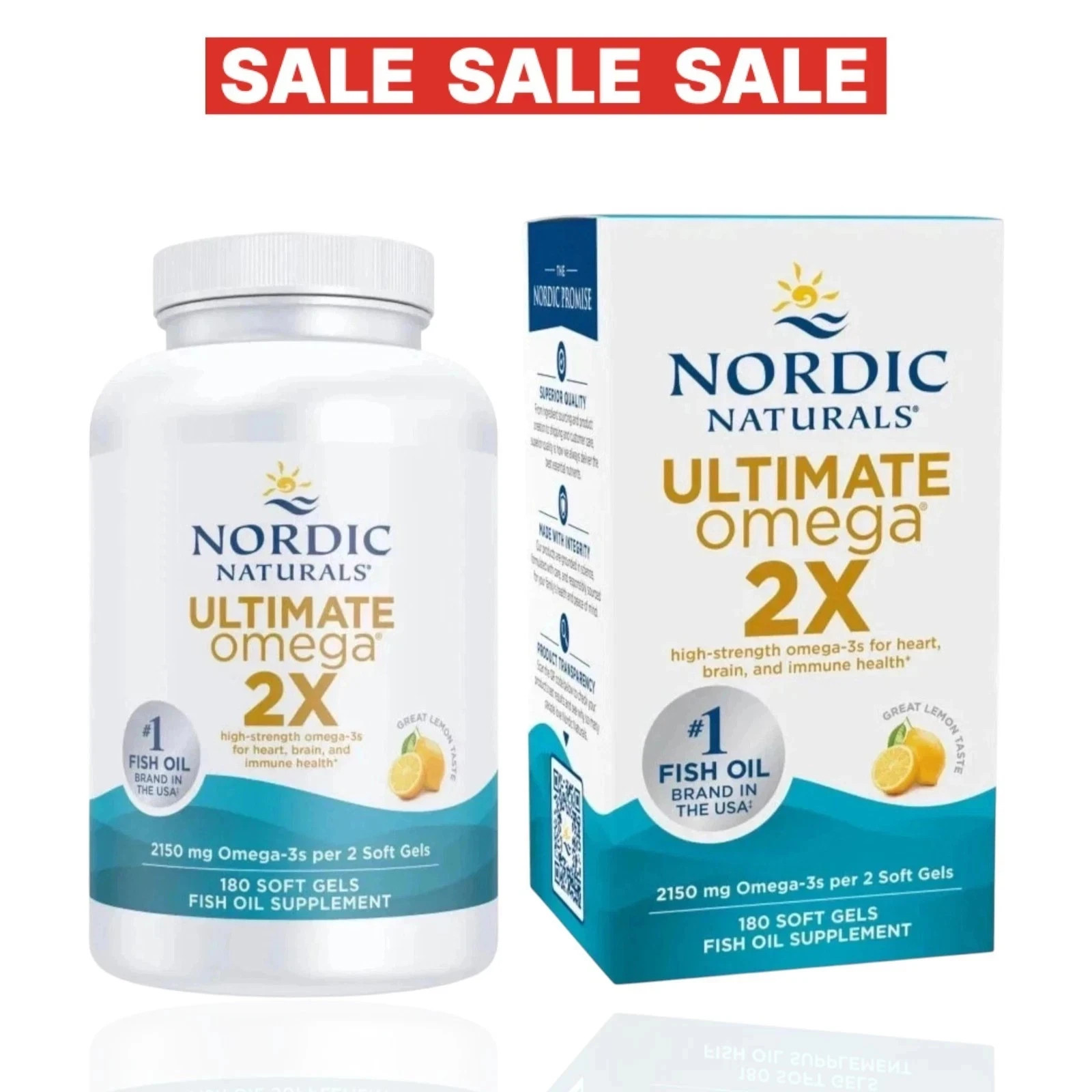 Nordic Naturals Ultimate Omega 2X 180 Soft Gels – Extra Strength EPA DHA – New