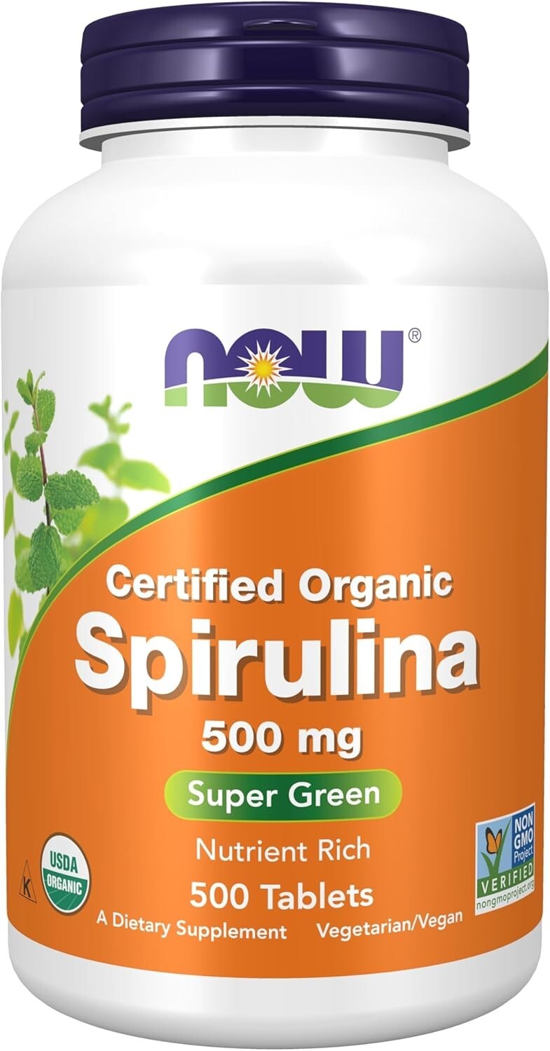 Now Foods Certified Organic Spirulina 500 mg 500 Tablets