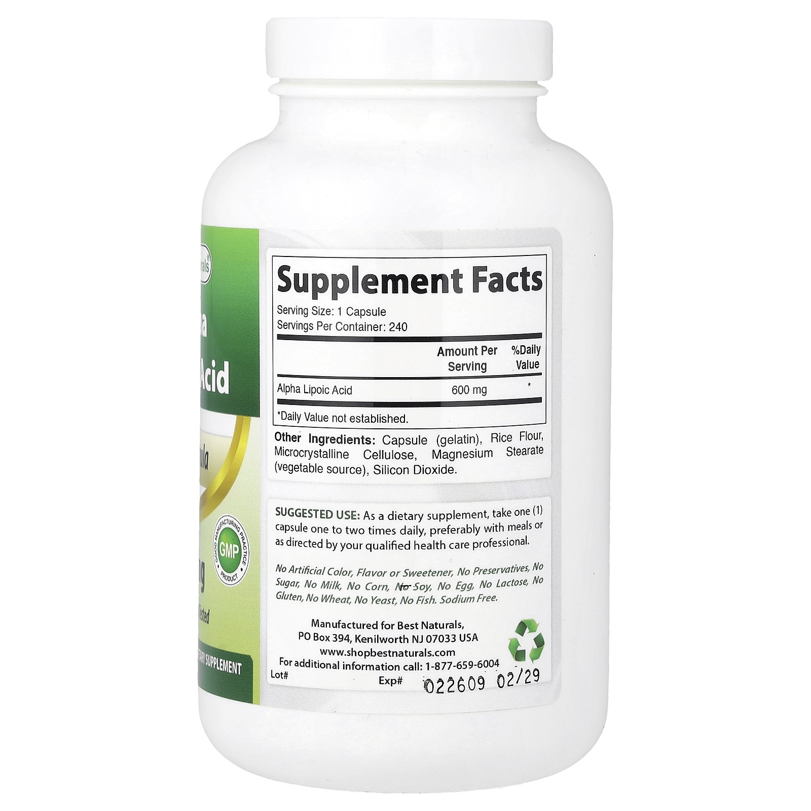 Alpha Lipoic Acid, 600 mg, 240 Capsules