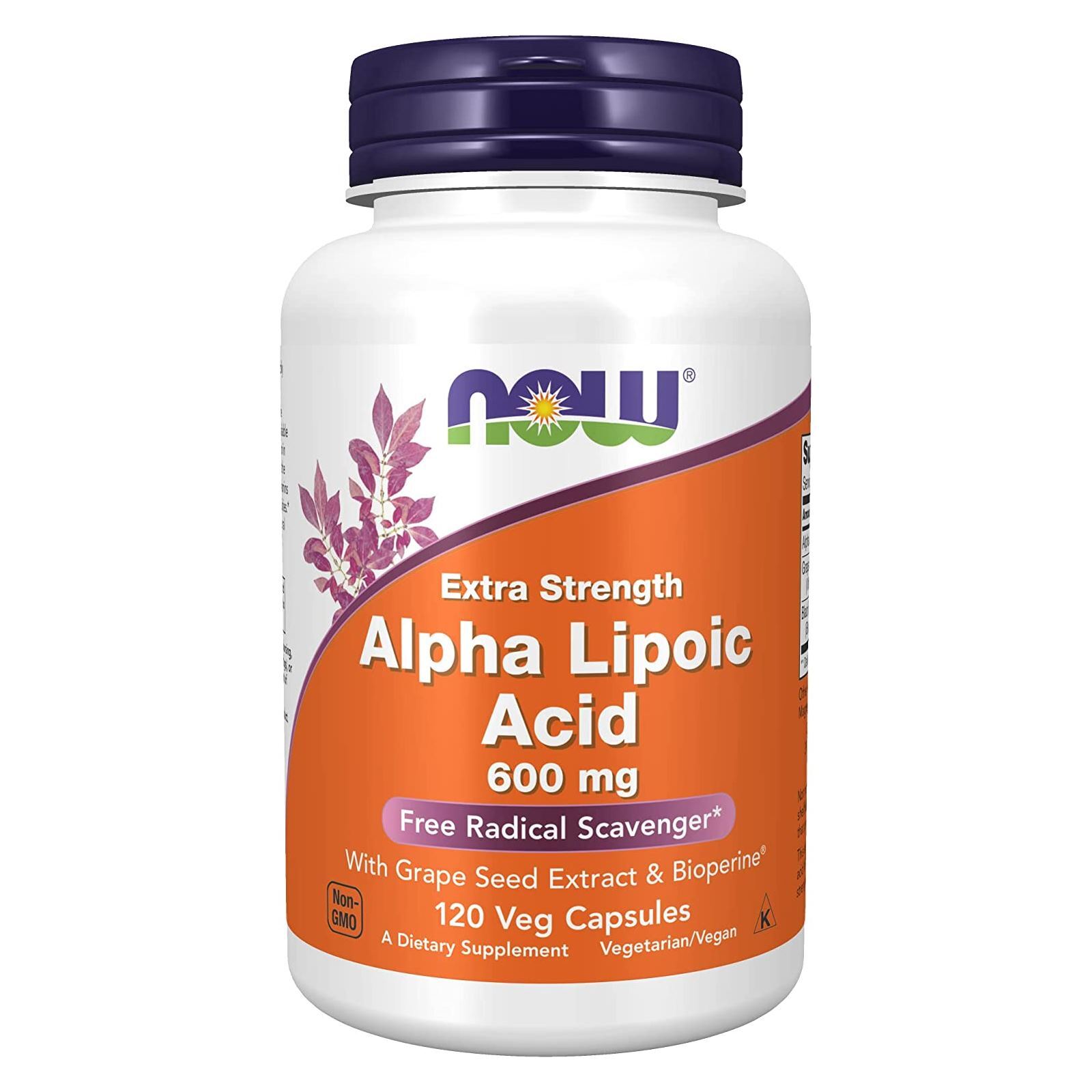 NOW FOODS Alpha Lipoic Acid Extra Strength 600 mg 120 Veg Capsules