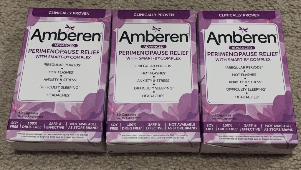 Amberen Advanced Perimenopause Relief 60 capsules, 3 pack, see description