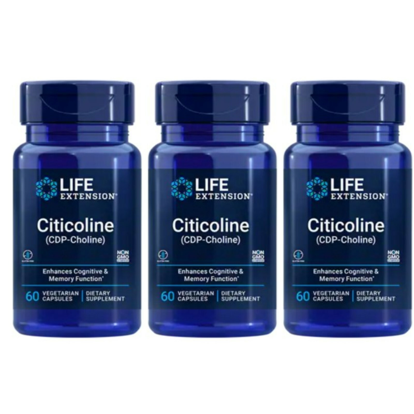 Life Extension Citicoline (CDP-Choline) – 60 Vegetarian Capsule 3 Pack