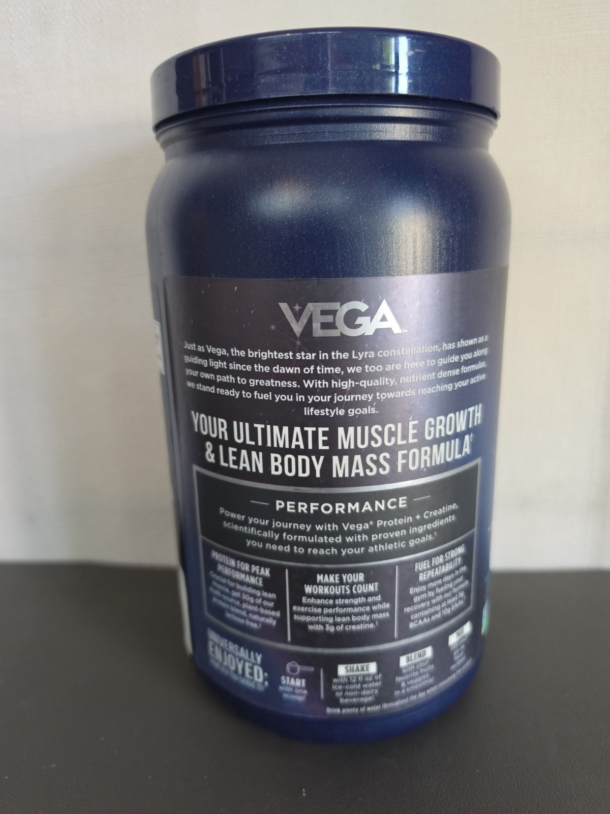 8/27 Vega Protein + Creatine – 30g Plant-Based Protein, Vanilla, 13 Servings, 3g