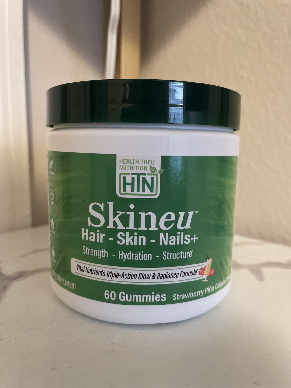 Health Thru Nutrition Skineu- Hair skin & Nails 60 Strawberry Piña Colada Gummie