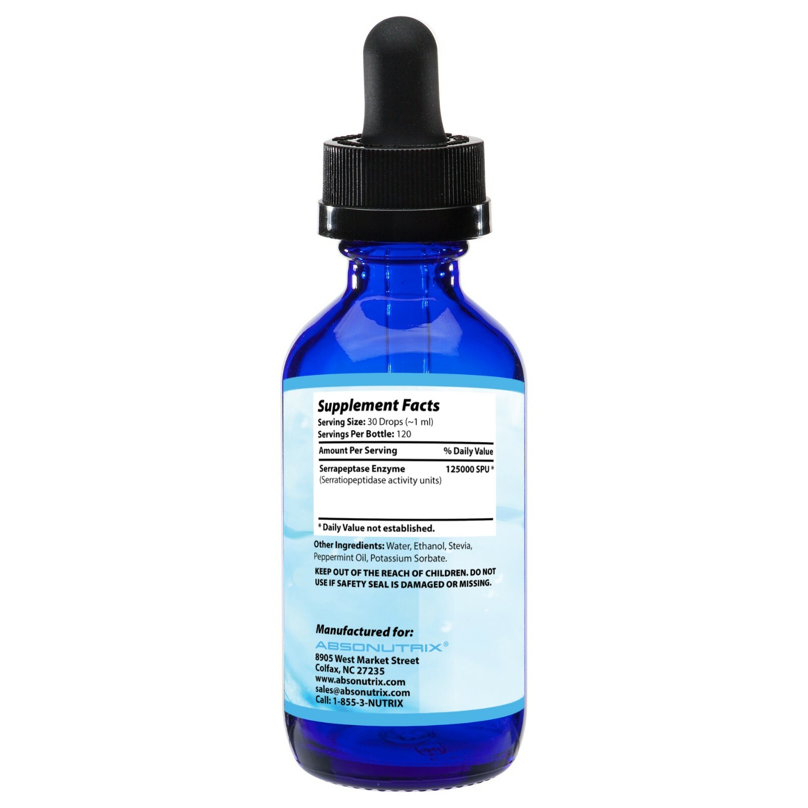Absonutrix Serrapeptase Enzyme 125000SPU 4floz and Pills 250000SPU heart health