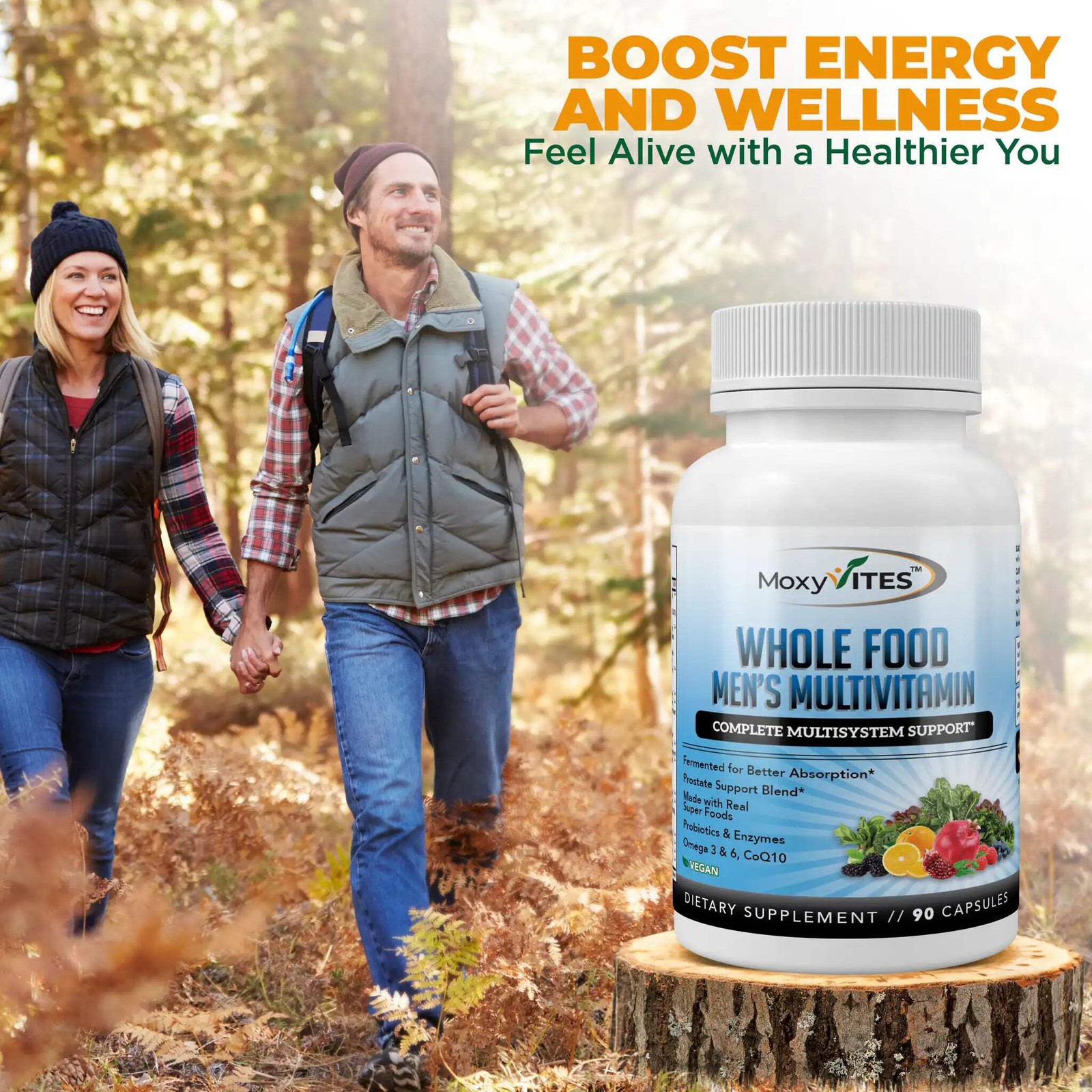 MoxyVites Men’s Multivitamins, 44 Organic Whole Food, Fermented Nutrients