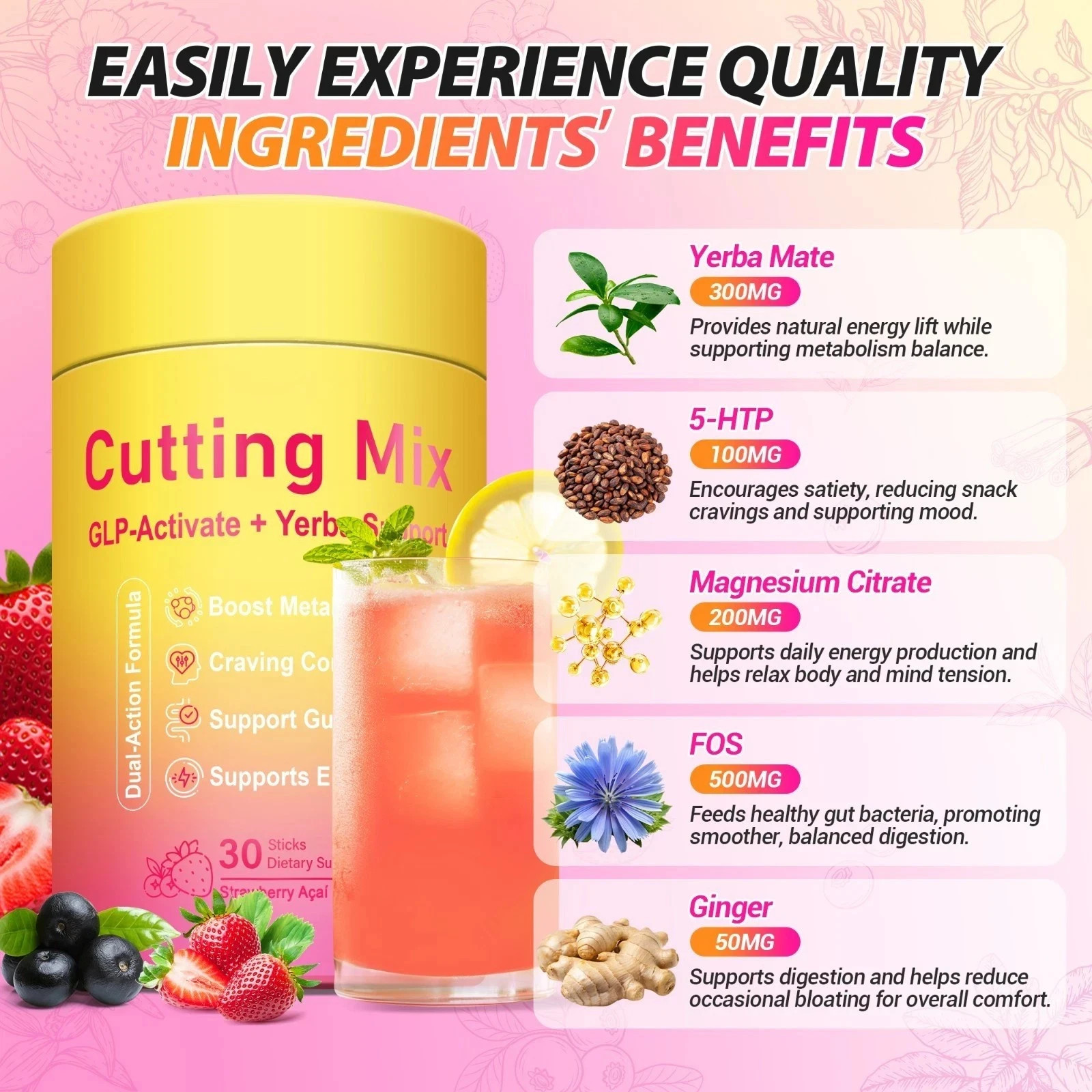 Leefar Cutting Drink Mix – Berberine, Chromium, 5-HTP, Yerba Mate & Magnesium