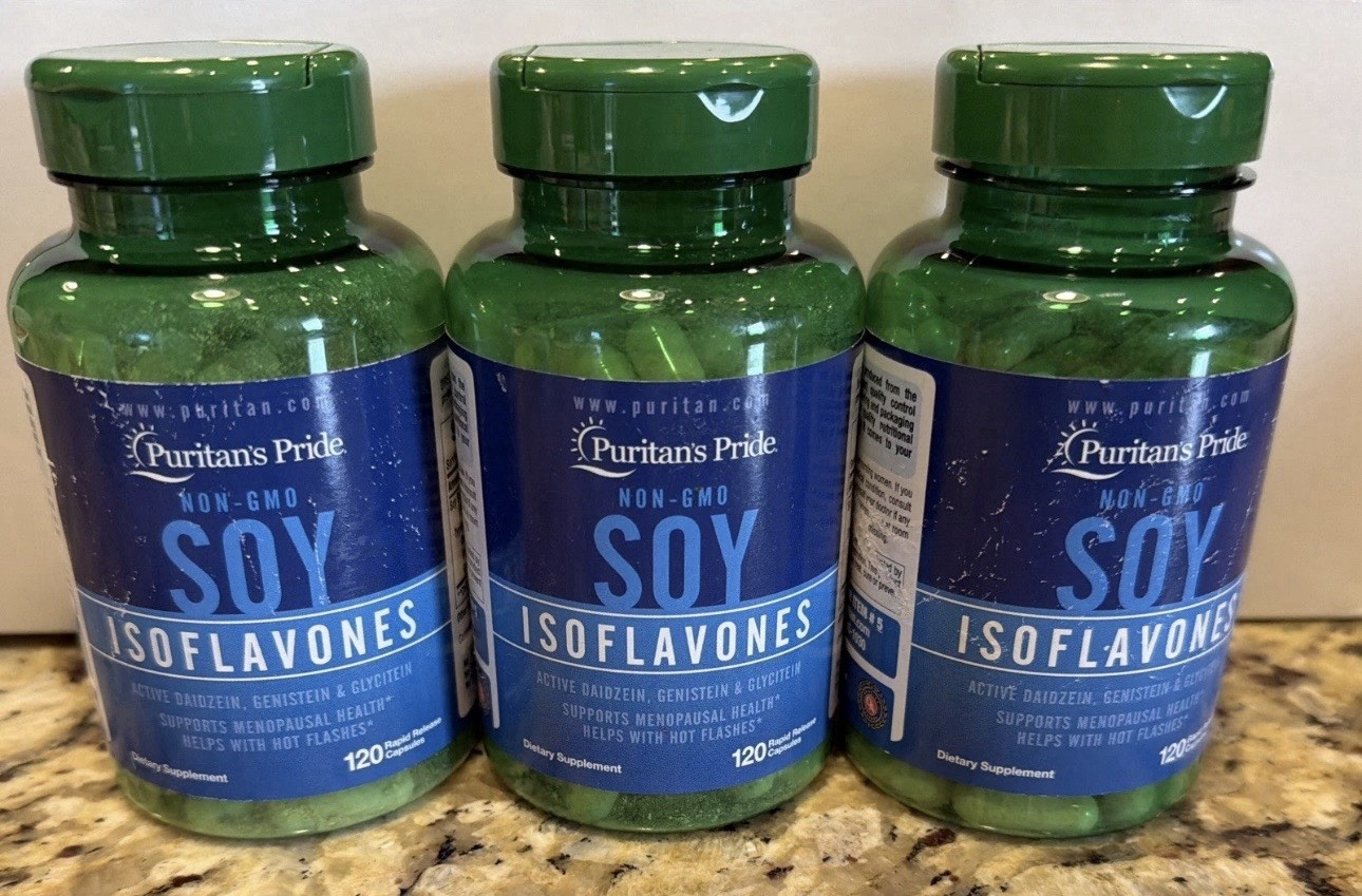 (3) Puritan’s Pride Non-GMO Soy Isoflavones, Dietary Supplement 120 CT