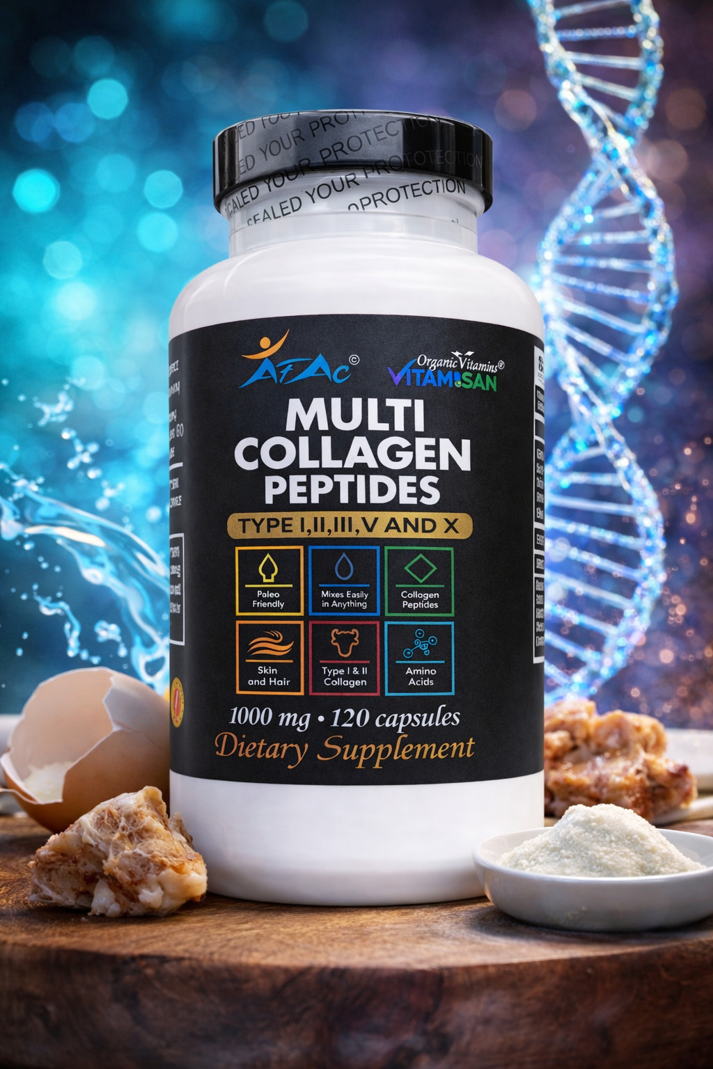 240 Capsules PEPTIDE COLLAGEN Hydrolysate Vitamin C ANTIANGING I.1I.II.II.V.X